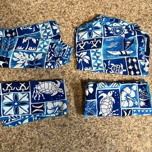 Blue and White Patterned Fabric Set